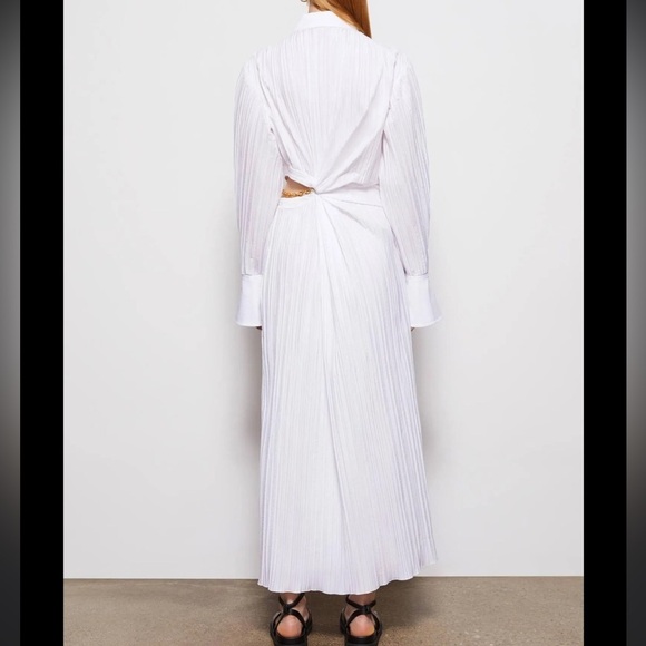 NWT Jonathan Simkhai Fraya Plisse Poplin Dress White - Picture 16 of 16